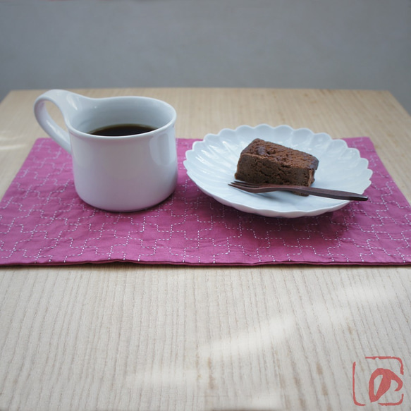 Handmade tea mat "SASHIKO" purple  SR-P 第2張的照片