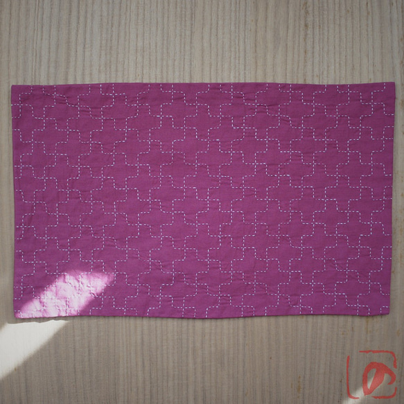 Handmade tea mat "SASHIKO" purple  SR-P 第3張的照片