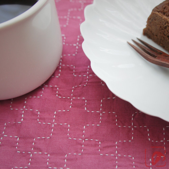 Handmade tea mat "SASHIKO" purple  SR-P 第4張的照片