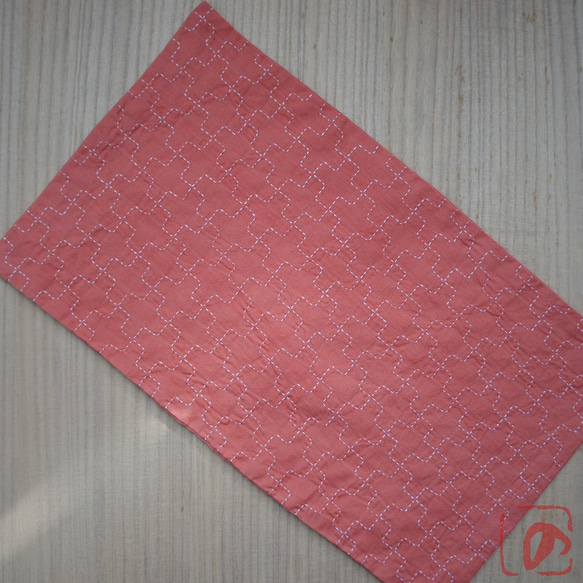 Handmade tea mat SASHIKO orange (long) SRL-O 第2張的照片