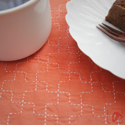 Handmade tea mat SASHIKO orange (long) SRL-O 第3張的照片