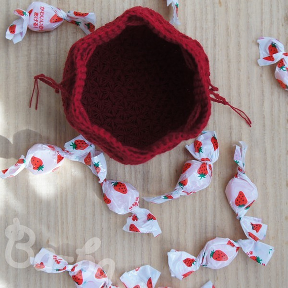 Ba-ba handmade  Crochet Drawstring mini-bag  No.KPR1 第5張的照片