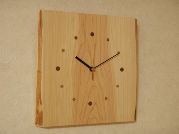 天然木 桧　木製時計21（掛け時計） 2枚目の画像