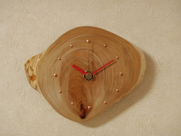 天然木 桧輪切り　木製時計5（掛け時計） 1枚目の画像