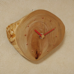 天然木 桧輪切り　木製時計5（掛け時計） 2枚目の画像
