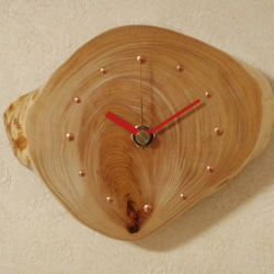 天然木 桧輪切り　木製時計5（掛け時計） 4枚目の画像