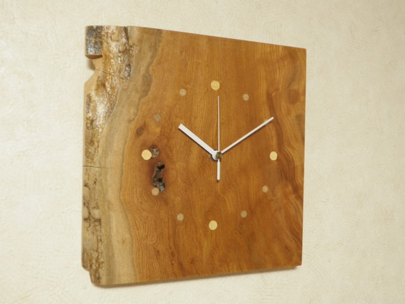 天然木 欅（ケヤキ）　木製時計12（掛け時計） 2枚目の画像