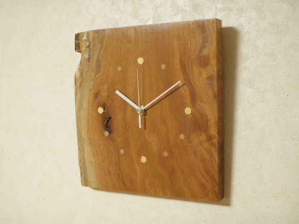 天然木 欅（ケヤキ）　木製時計12（掛け時計） 3枚目の画像