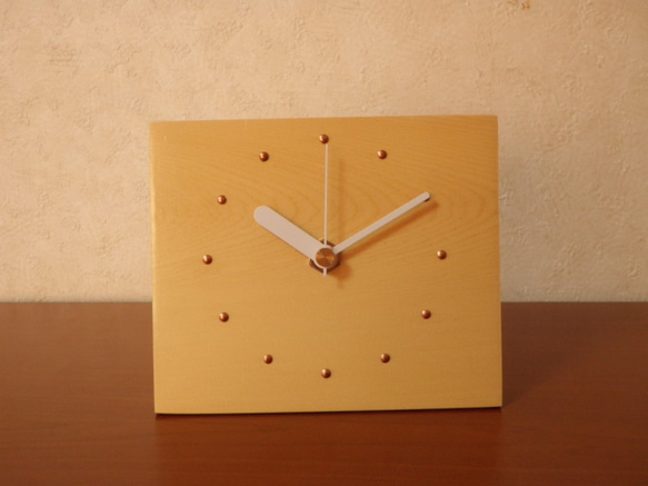 天然木 米檜葉　木製時計11（置時計） 3枚目の画像