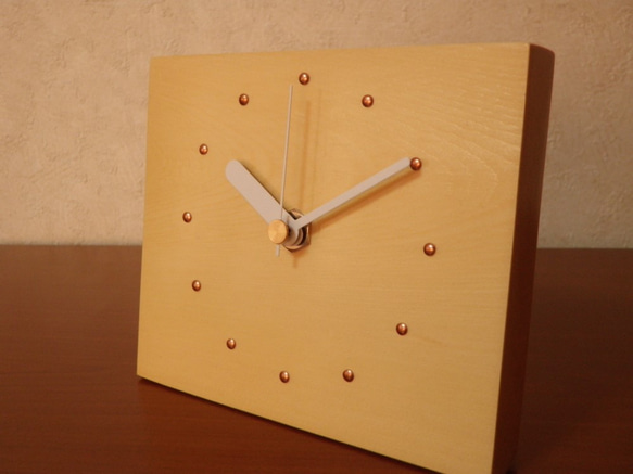 天然木 米檜葉　木製時計11（置時計） 4枚目の画像