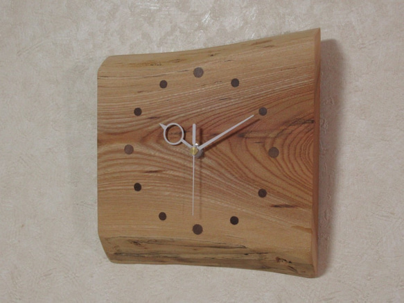 天然木 欅（ケヤキ）　木製時計15（掛け時計） 3枚目の画像