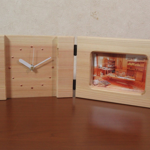風景画 木製フレーム付き 風景画 十和田湖、八甲田山のような 木製フレーム付き 約30cm x