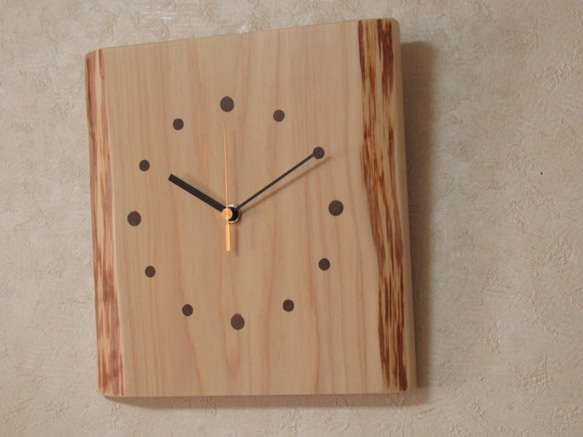 天然木 桧　木製時計33（掛け時計） 3枚目の画像