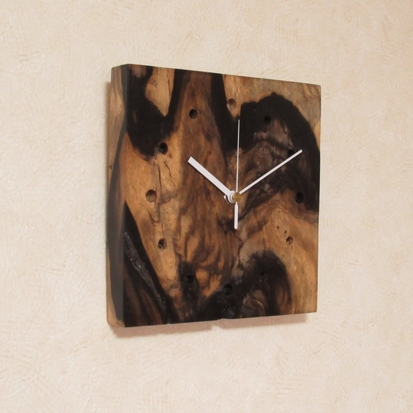 希少銘木 黒柿　木製時計5（掛け時計） 3枚目の画像