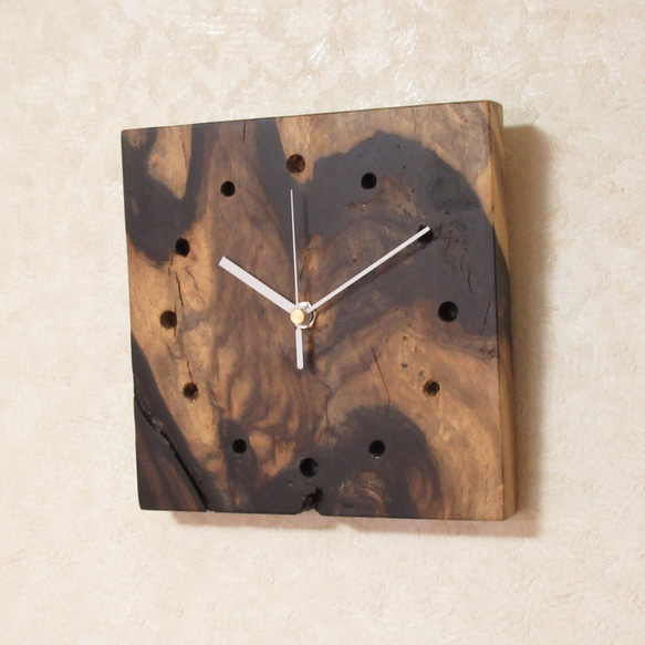 希少銘木 黒柿　木製時計5（掛け時計） 4枚目の画像