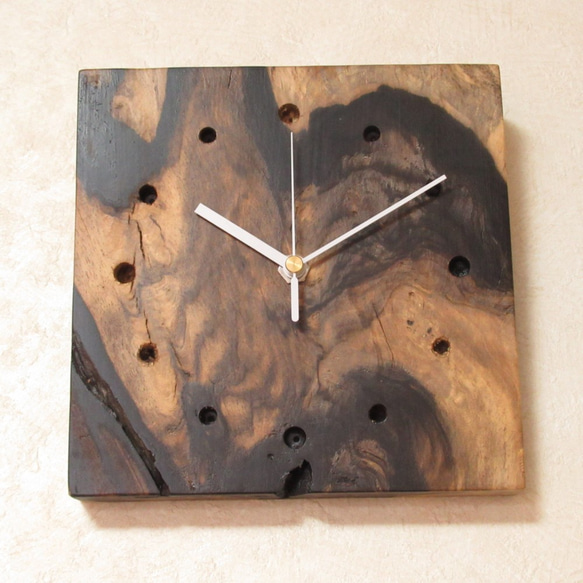 希少銘木 黒柿　木製時計5（掛け時計） 5枚目の画像