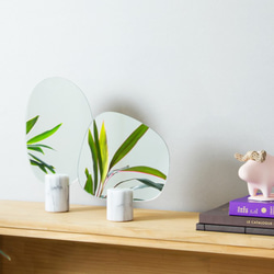 小さな森の鏡セット白い大理石（高い+広い）デザイン家具 2枚目の画像