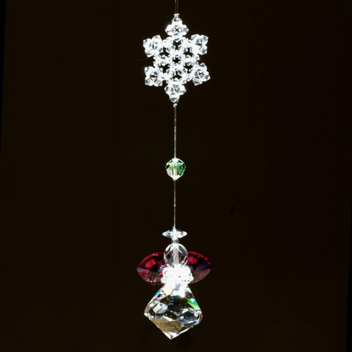 クリスタルビーズの天使が揺れる クリスマス オーナメント〈サン