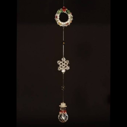 クリスタルビーズの雪だるまが揺れる クリスマス オーナメント〈サン