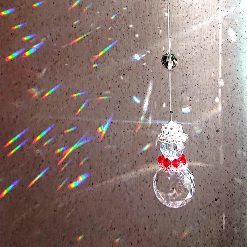 クリスタルビーズの雪だるまが揺れる クリスマス オーナメント〈サン