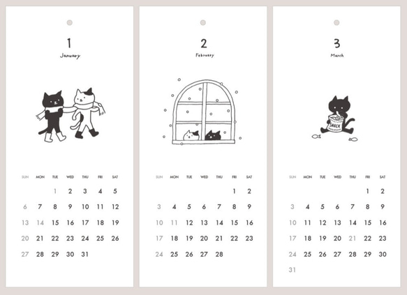 2019カレンダー ねこ（ミニカード・封筒付き） 4枚目の画像