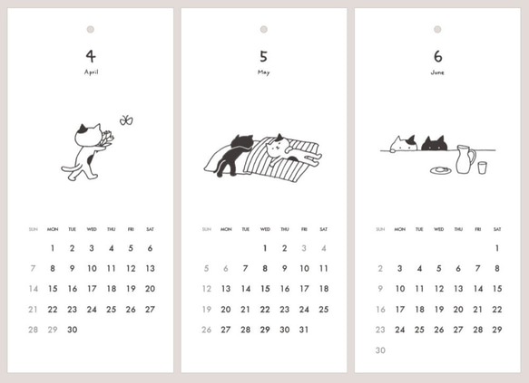 2019カレンダー ねこ（ミニカード・封筒付き） 5枚目の画像