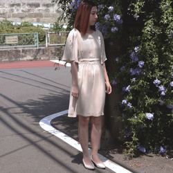 女裝米白雪紡喬其紗 連衣裙洋裝  純色 素色 淨色 第2張的照片