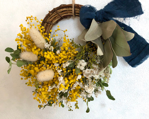 ミモザとユーカリのハーフリース ドライフラワー LEMON 通販 11297132
