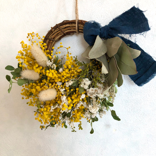 ミモザとユーカリのハーフリース ドライフラワー LEMON 通販 11297132