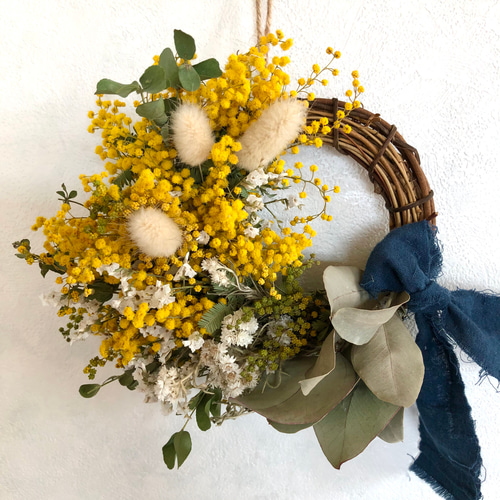 ミモザとユーカリのハーフリース ドライフラワー LEMON 通販 11297132