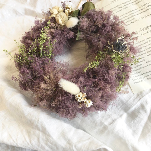 パープルスモークツリーと紫陽花のリース ドライフラワー LEMON 通販
