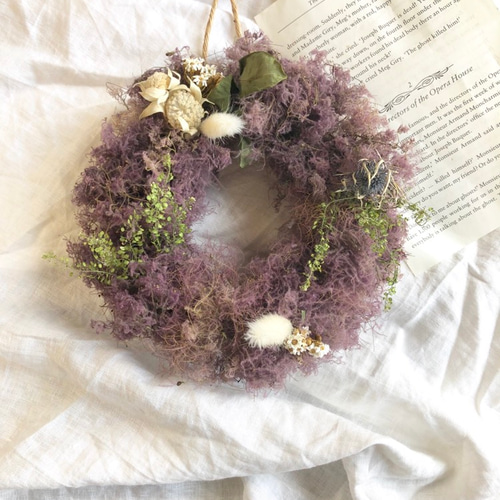 パープルスモークツリーと紫陽花のリース ドライフラワー LEMON 通販