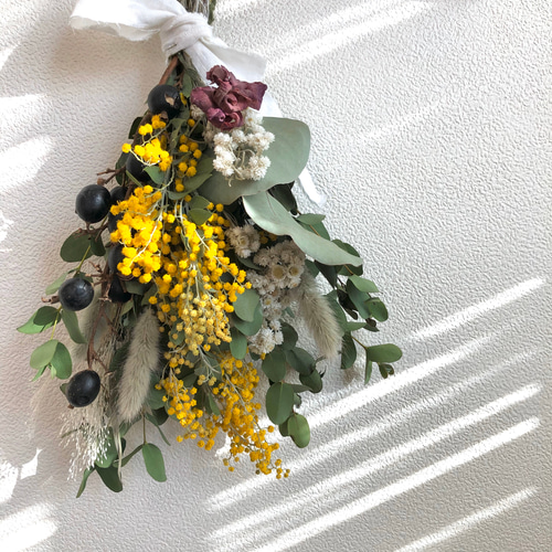 パールアカシア ミモザ スワッグ　アンティーク パールアカシア ミモザ スワッグアンティーク