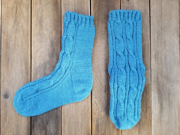 デンマーク産　オーガニックウール　Good Night Socks -cerulean blue- 2枚目の画像