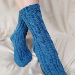 デンマーク産　オーガニックウール　Good Night Socks -cerulean blue- 3枚目の画像