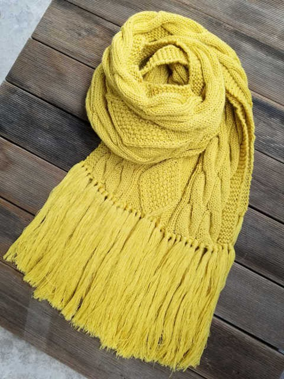 アラン織り ミモザ ロング スカーフ -Mimosa long scarf- 1枚目の画像