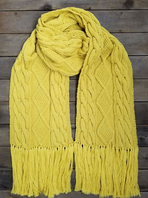 アラン織り ミモザ ロング スカーフ -Mimosa long scarf- 2枚目の画像