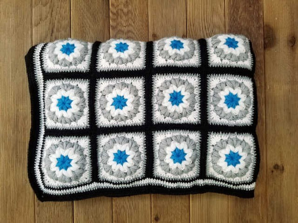 オーガニックウール　モチーフブランケット  -granny square blanket-  【送料無料】 3枚目の画像