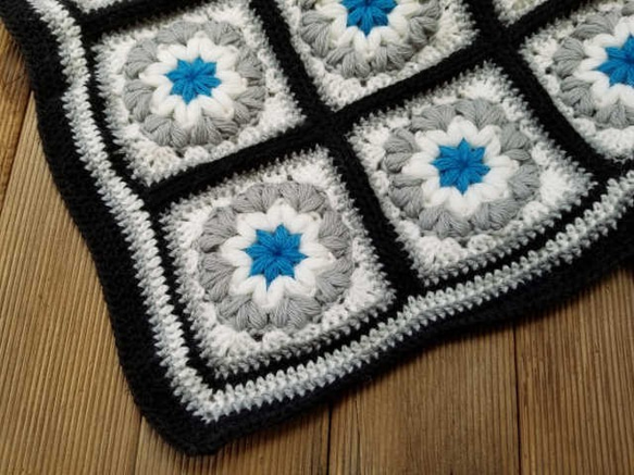 オーガニックウール　モチーフブランケット  -granny square blanket-  【送料無料】 4枚目の画像