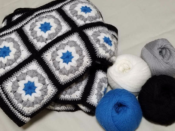 オーガニックウール　モチーフブランケット  -granny square blanket-  【送料無料】 7枚目の画像