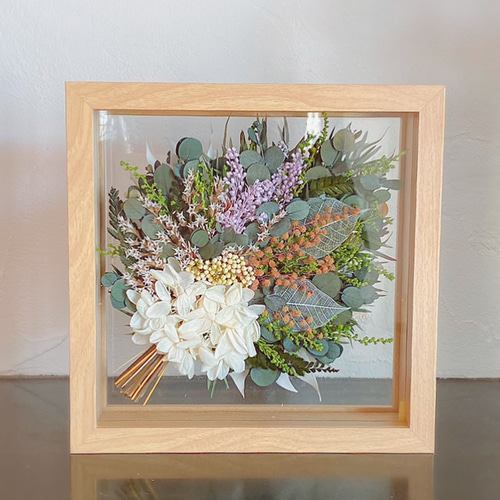 ガラスフレームアレンジ（リバーシブル）Aタイプ プリザーブドフラワー