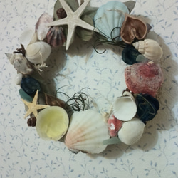 Shell wreath (M) seaglass 3枚目の画像