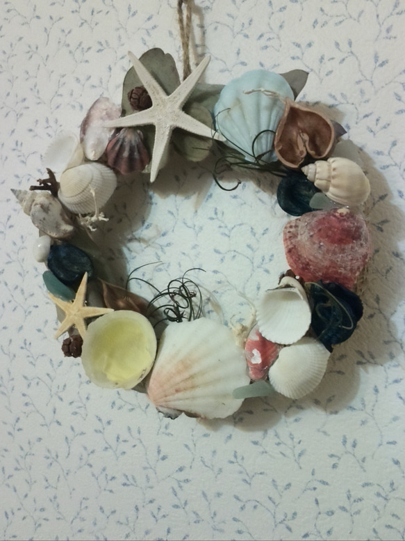 Shell wreath (M) seaglass 3枚目の画像