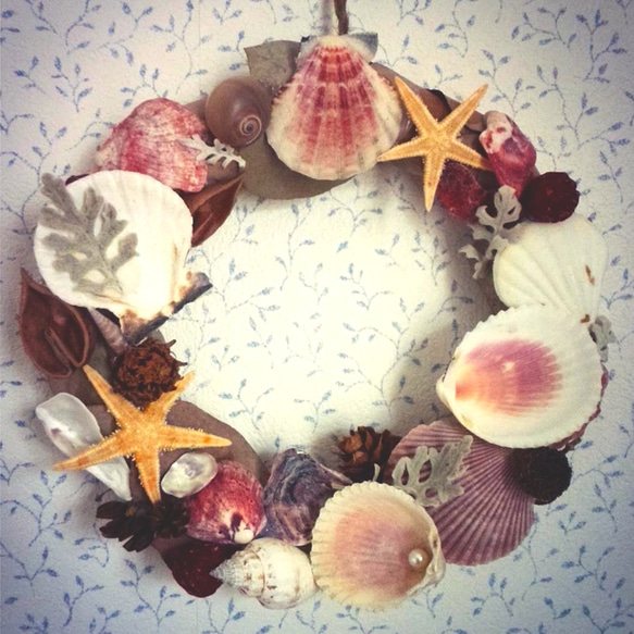 Shell wreath (M) 森と海（暖色） 1枚目の画像