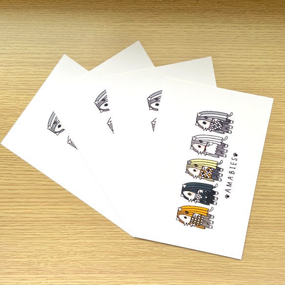 猫猫アマビエさま　ネコビエーズ♡ポストカード4枚セット♡送料無料♡猫の日にも♪ 2枚目の画像