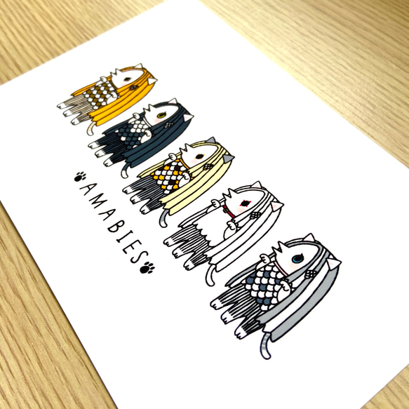 猫猫アマビエさま　ネコビエーズ♡ポストカード4枚セット♡送料無料♡猫の日にも♪ 3枚目の画像