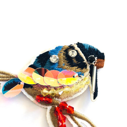 「#1161」スパンコールビジュー刺繍鳥ワッペン 2枚目の画像