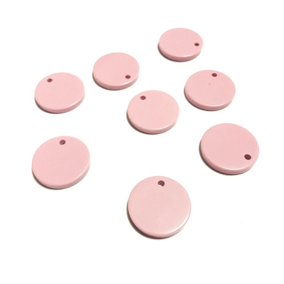 「#3450」 パステル 丸型 チャーム (ピンク) ✴︎ 4個セット 1枚目の画像