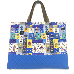 リバティパッチワークレッスンバッグブルー系 レッスンバッグ manon