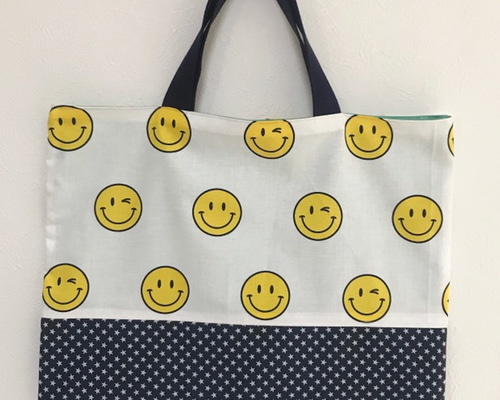 レッスンバッグ ニコちゃん柄 星柄 スマイル スター 通園通学グッズ